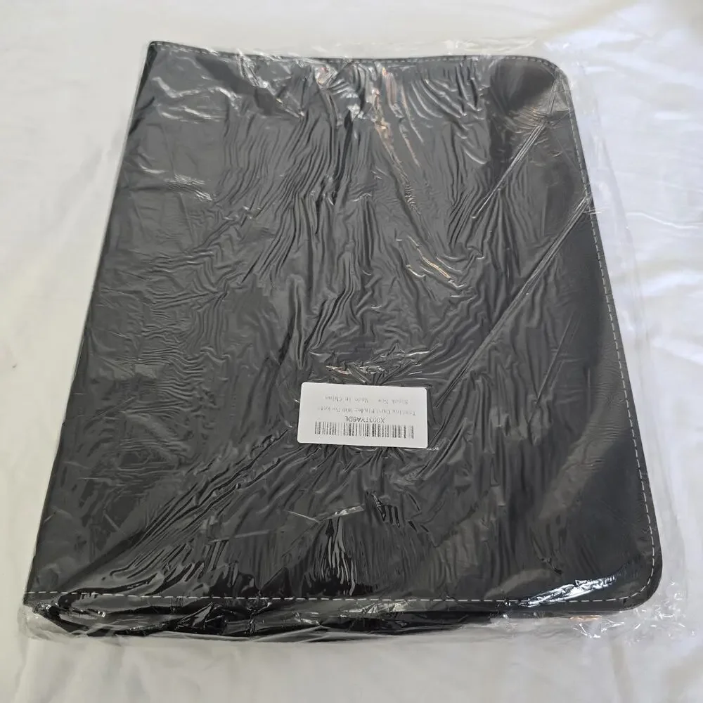 3 Ring Card Zipper Binder Holds Up to 900 Cards Black Faux Leather New
